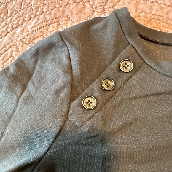 Susan Graver Weekend Regular Brushed Back Knit Tunic with Button Detail-Black-XS - Picture 10 of 14